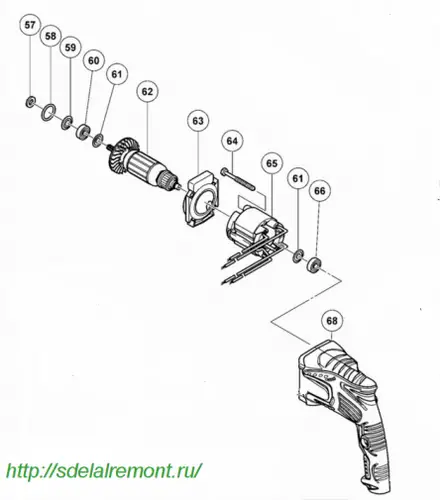 Как правильно собрать перфоратор Hitachi DH24PC3